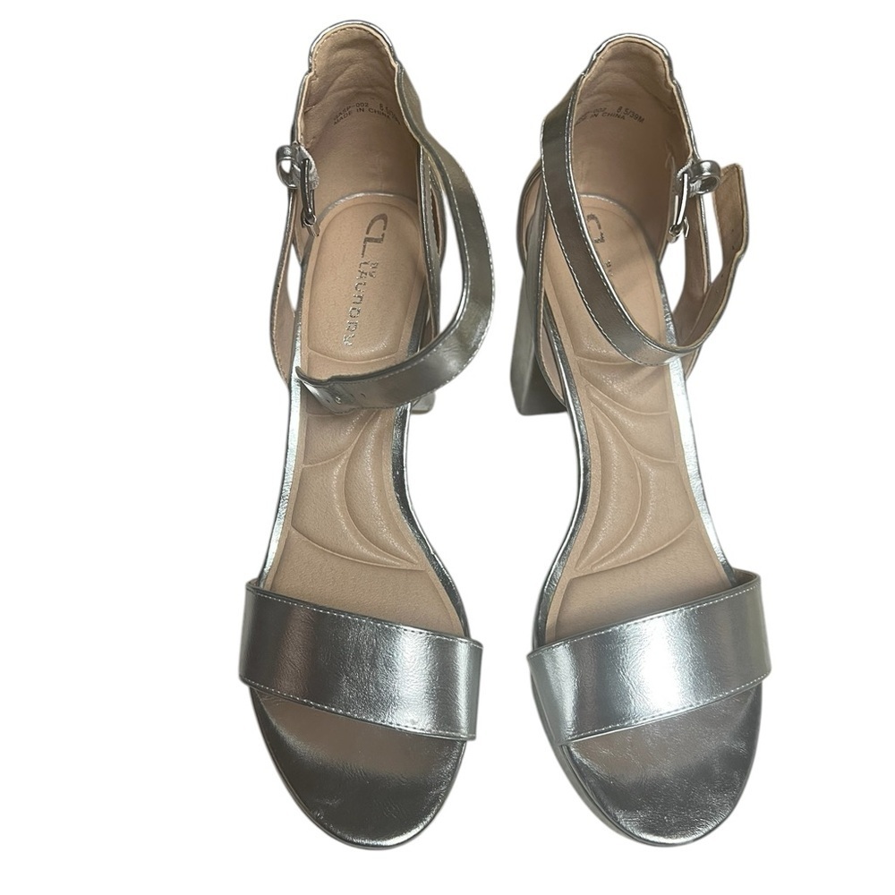 CL by Laundry Silver Platform Strap Sandals 8.5W